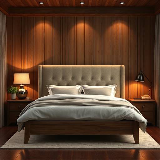 Cama de casal com cabeceira estofada e estrutura de madeira resistente